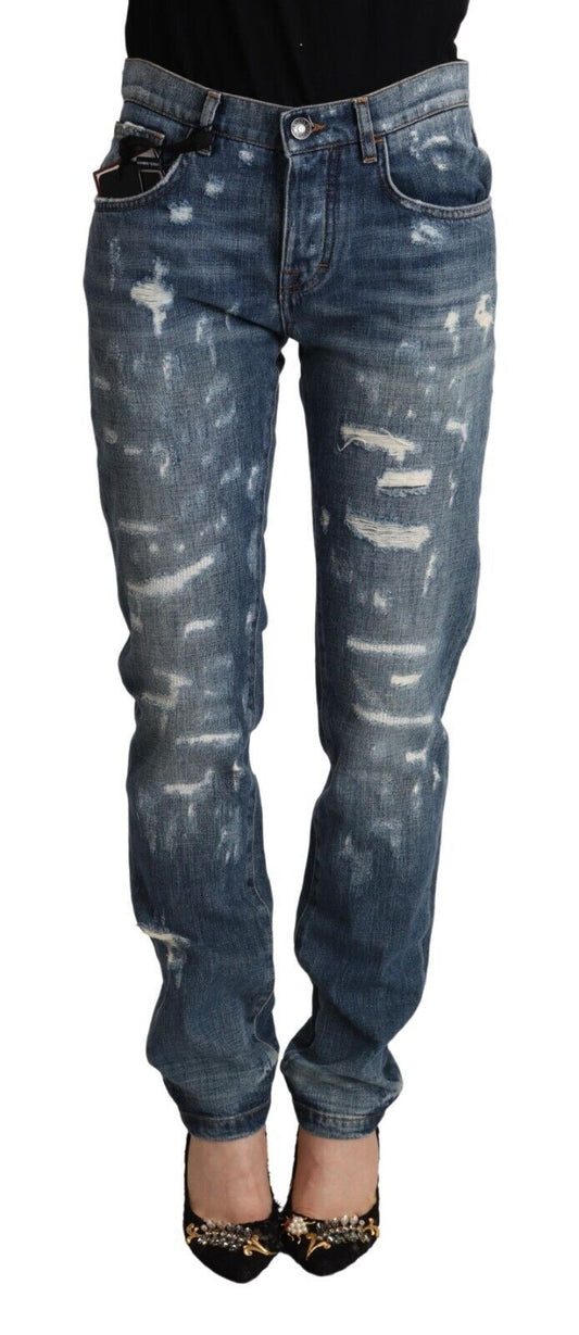 Dolce & Gabbana Blue Distressed Denim BOYFRIEND Skinny Jeans Dolce & Gabbana