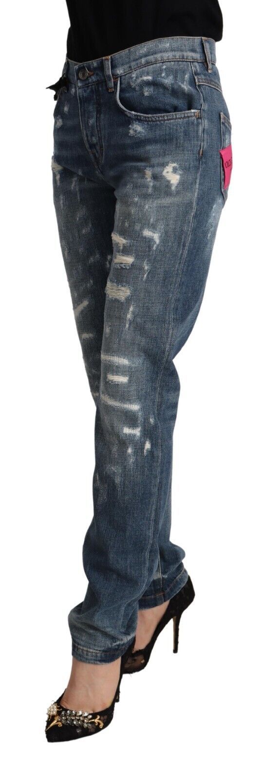 Dolce & Gabbana Blue Distressed Denim BOYFRIEND Skinny Jeans Dolce & Gabbana