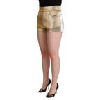 Dolce & Gabbana Metallic Gold Cotton Mid Waist Hot Pants Shorts