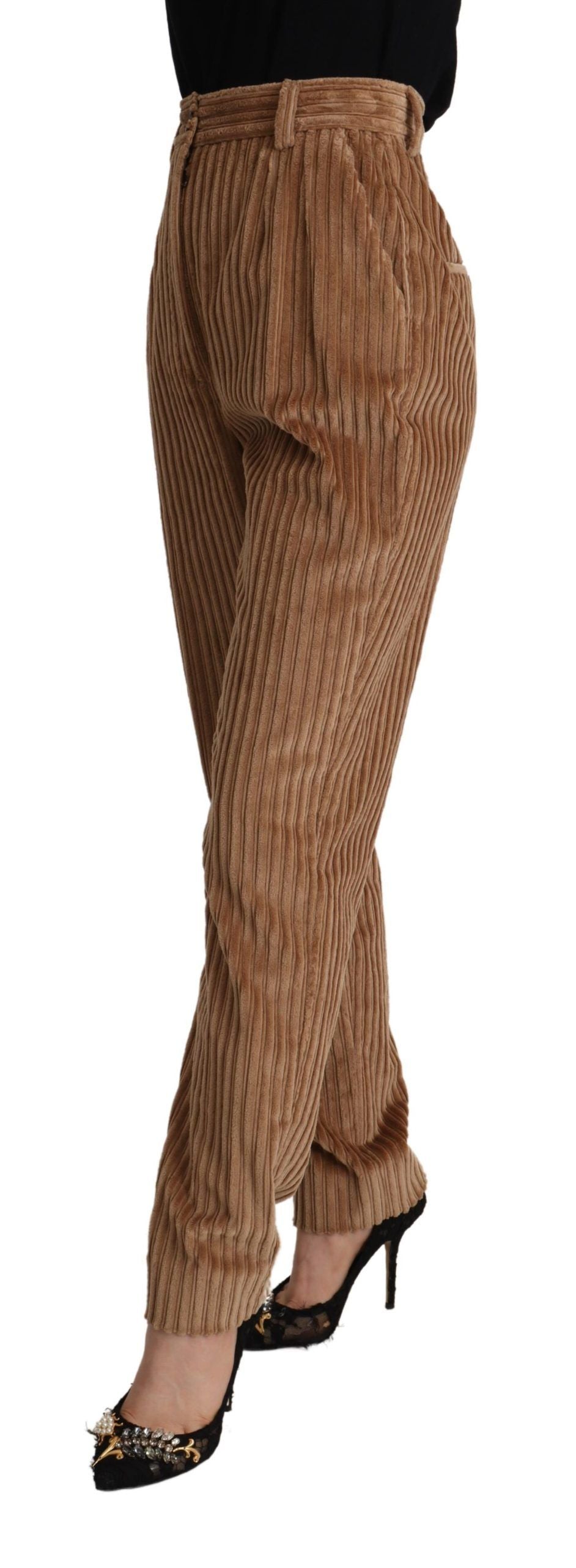 Dolce & Gabbana Brown Corduroy Cotton Trouser Tapered Pants Dolce & Gabbana