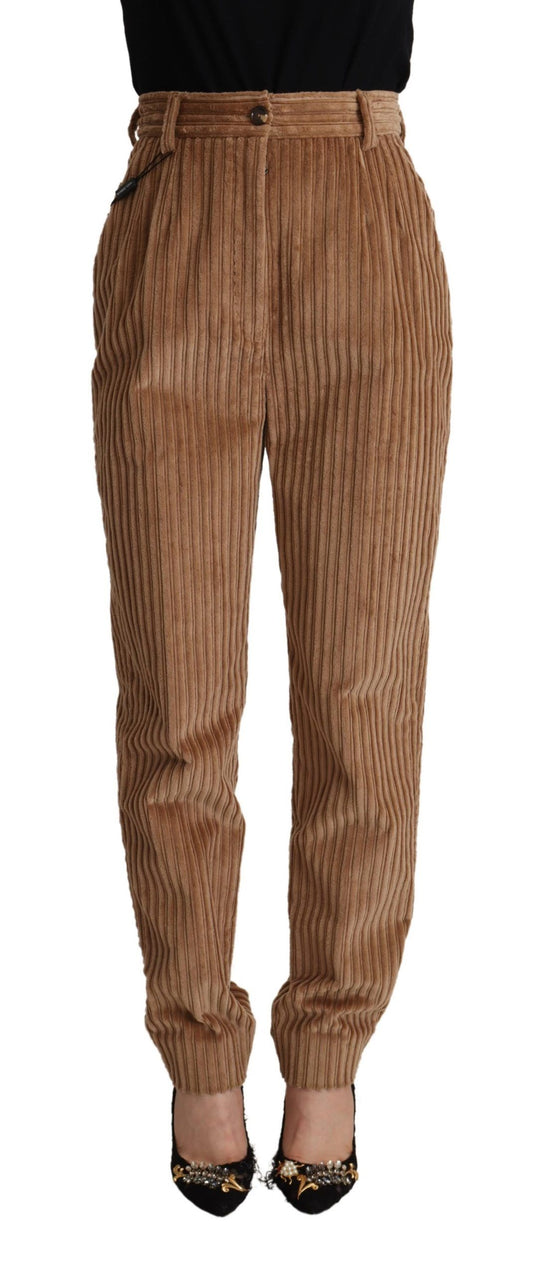 Dolce & Gabbana Brown Corduroy Cotton Trouser Tapered Pants Dolce & Gabbana