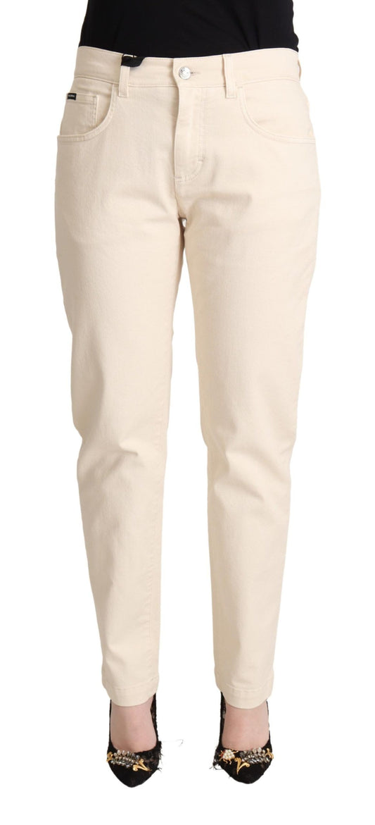 Dolce & Gabbana White Cotton Skinny Denim Women Jeans Pants Dolce & Gabbana