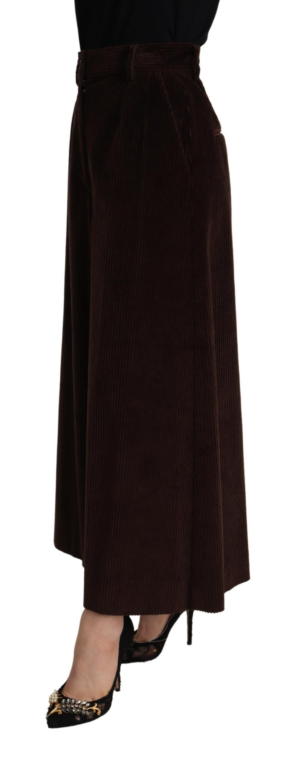 Dolce & Gabbana Bordeaux Corduroy Cotton Trouser Wide Leg Pants Dolce & Gabbana