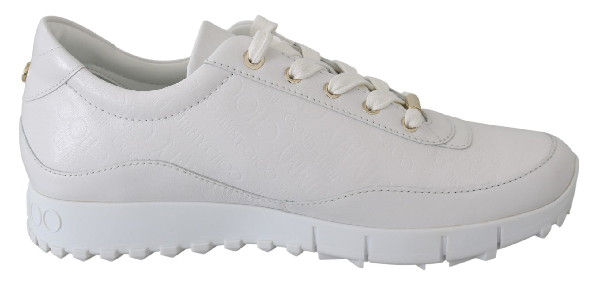 Jimmy Choo Elegant White Leather Sneakers Jimmy Choo