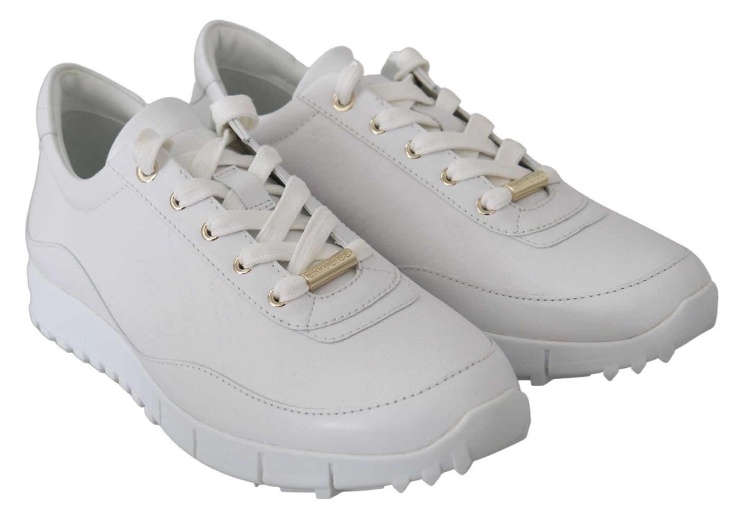 Jimmy Choo Elegant White Leather Sneakers Jimmy Choo