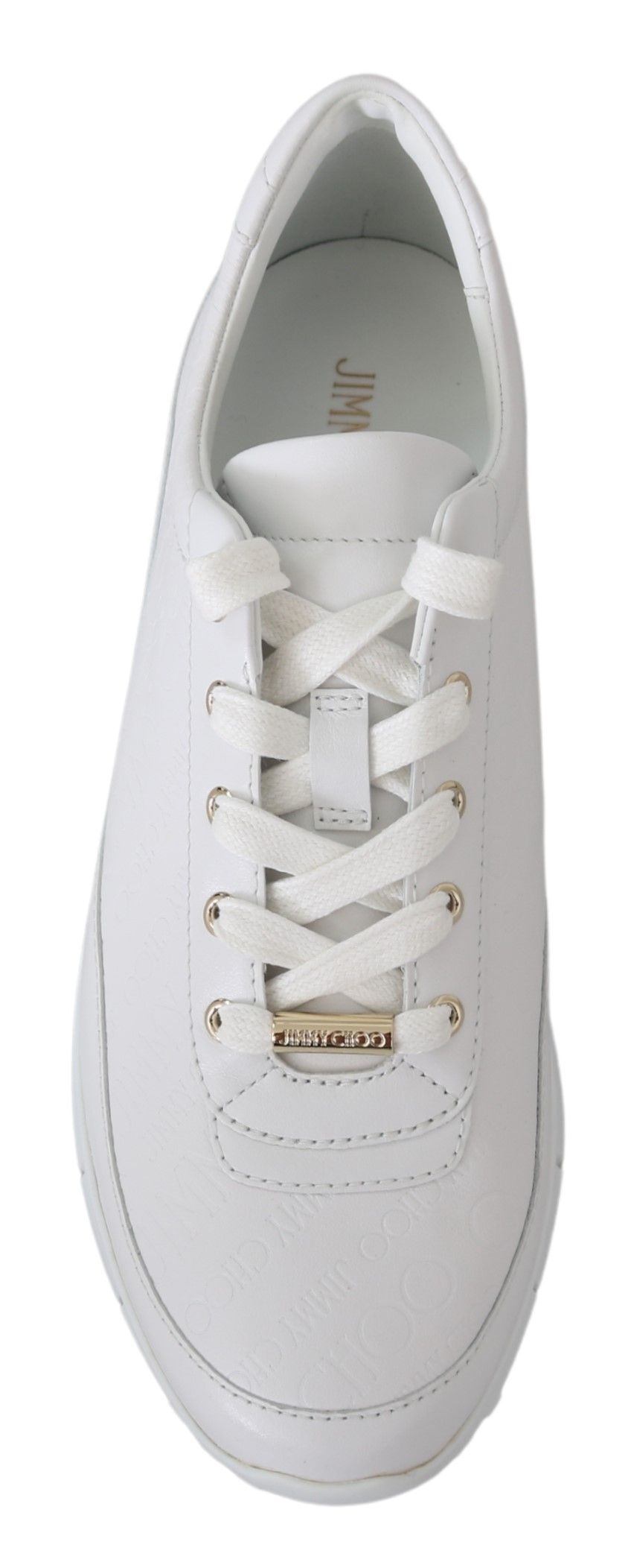 Jimmy Choo Elegant White Leather Sneakers Jimmy Choo