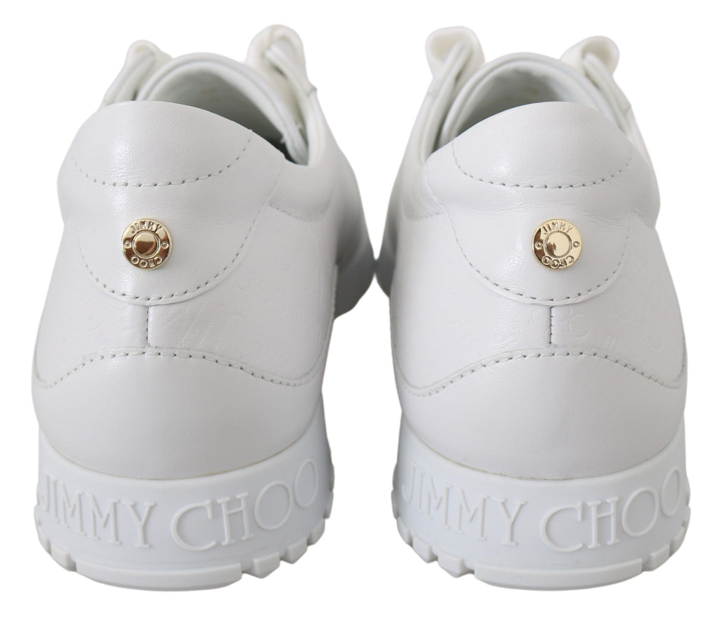 Jimmy Choo Elegant White Leather Sneakers Jimmy Choo