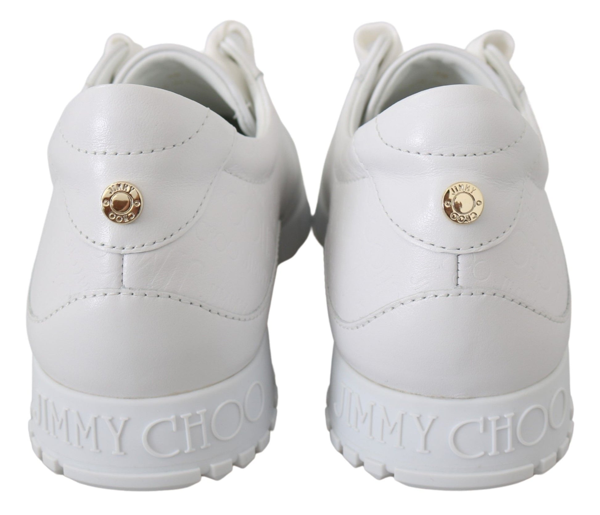 Jimmy Choo Elegant White Leather Sneakers Jimmy Choo