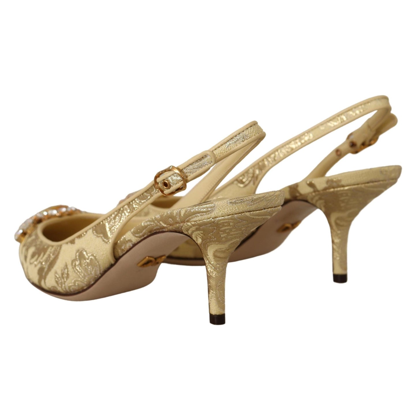 Dolce & Gabbana Gold Crystal Slingbacks Pumps Heels Shoes Dolce & Gabbana