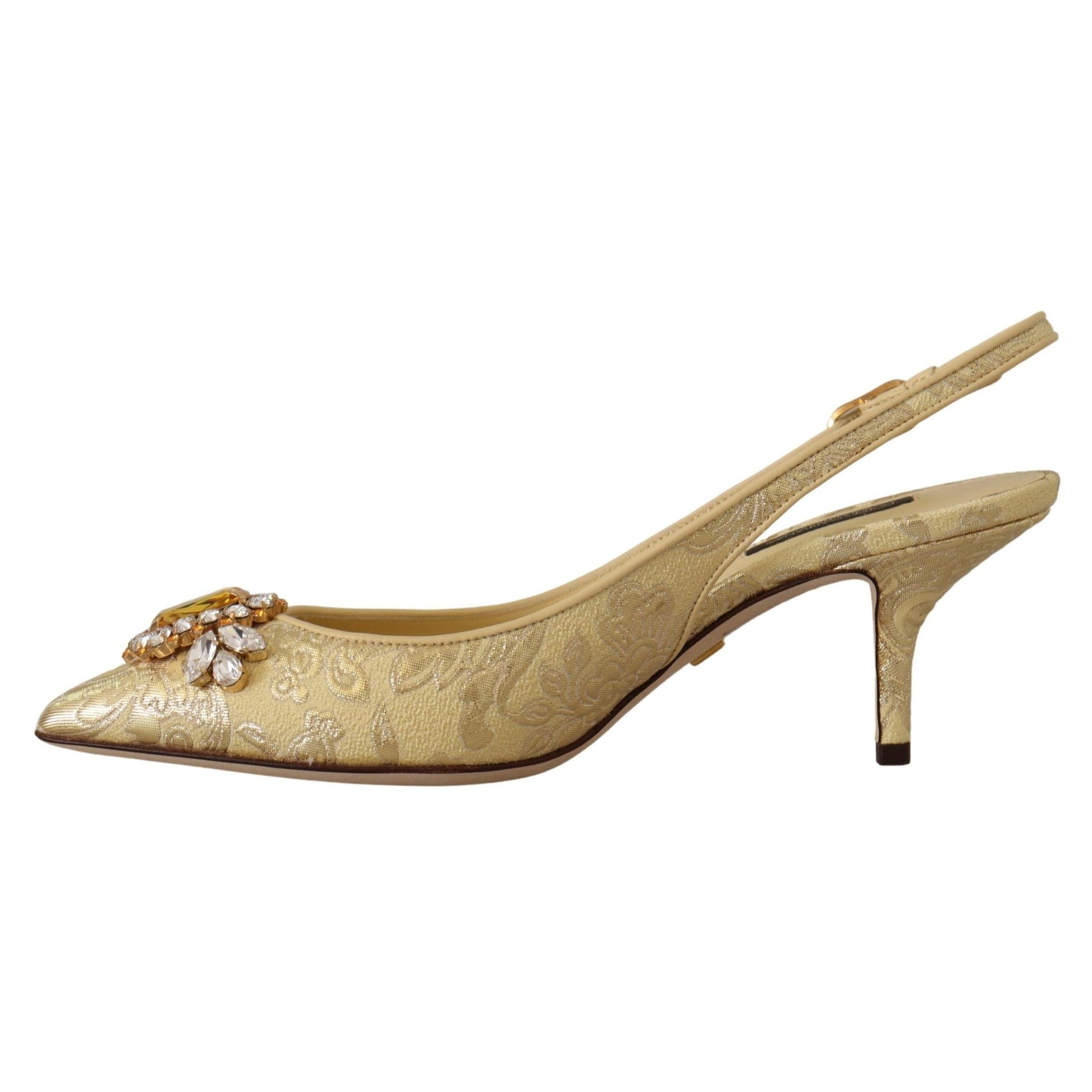 Dolce & Gabbana Gold Crystal Slingbacks Pumps Heels Shoes Dolce & Gabbana