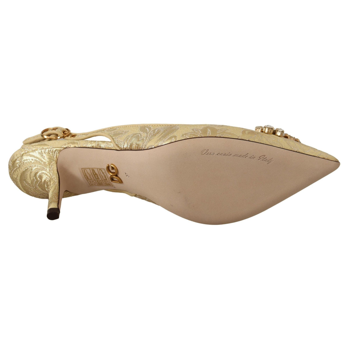 Dolce & Gabbana Gold Crystal Slingbacks Pumps Heels Shoes