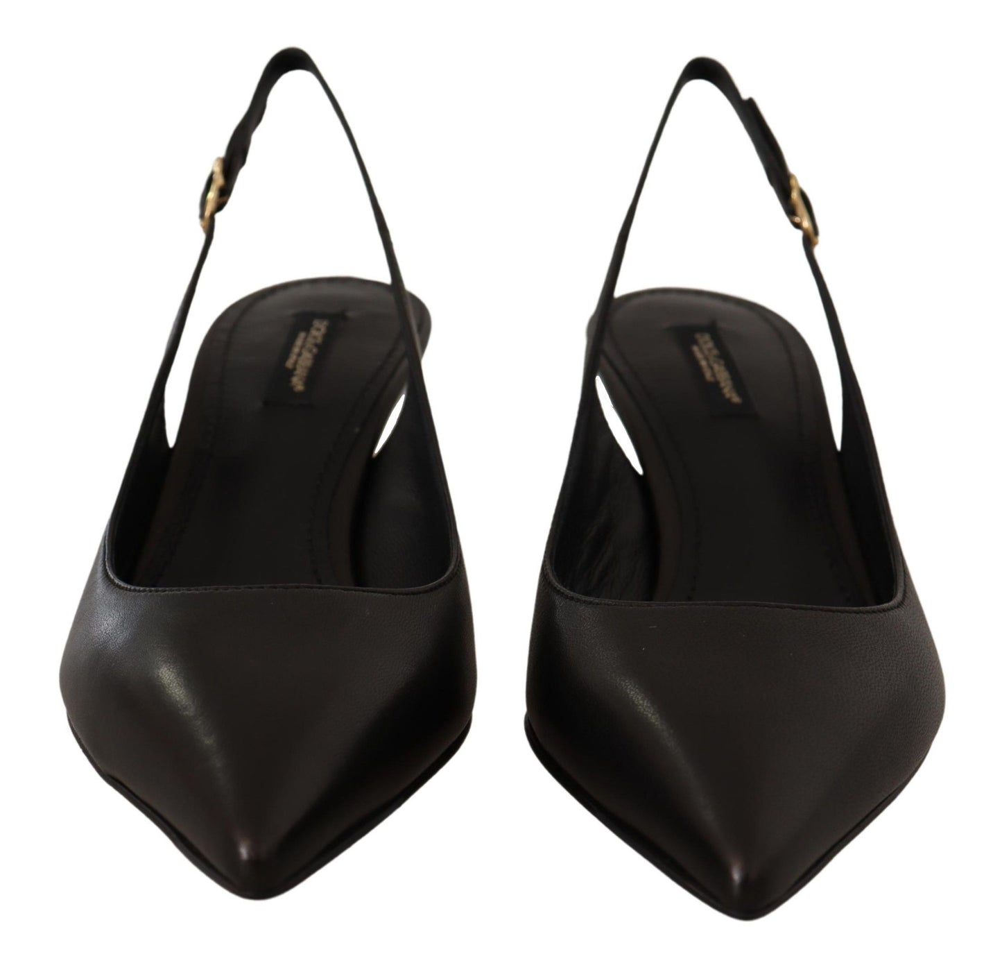 Dolce & Gabbana Black Leather Slingbacks Heels Pumps Shoes Dolce & Gabbana