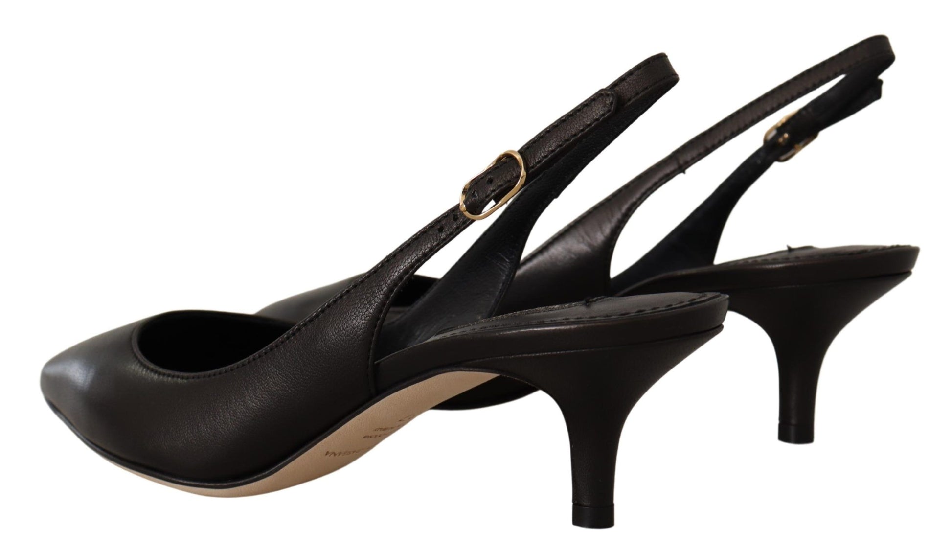 Dolce & Gabbana Black Leather Slingbacks Heels Pumps Shoes Dolce & Gabbana