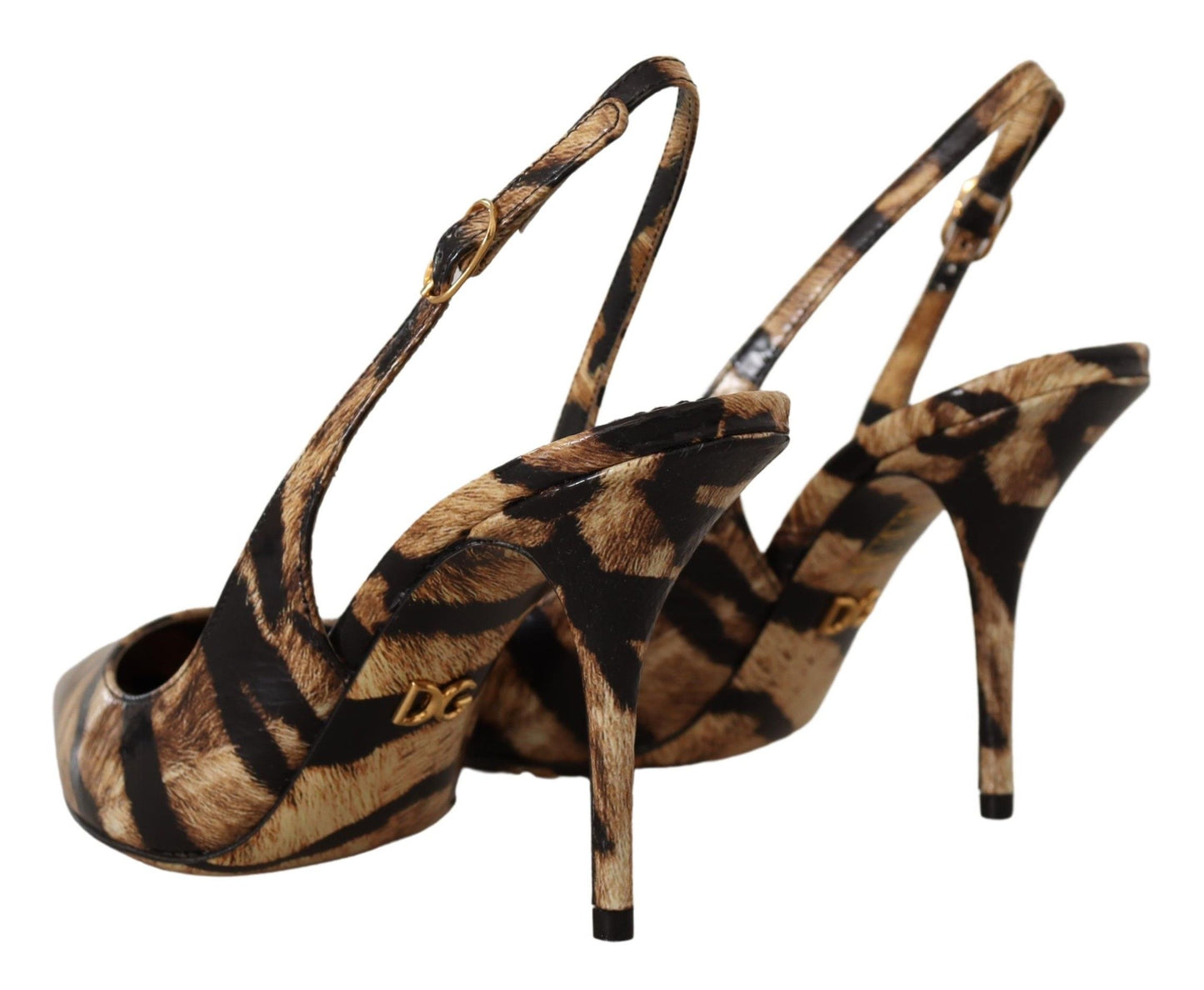 Dolce & Gabbana Brown Slingbacks Leather Tiger Shoes Dolce & Gabbana