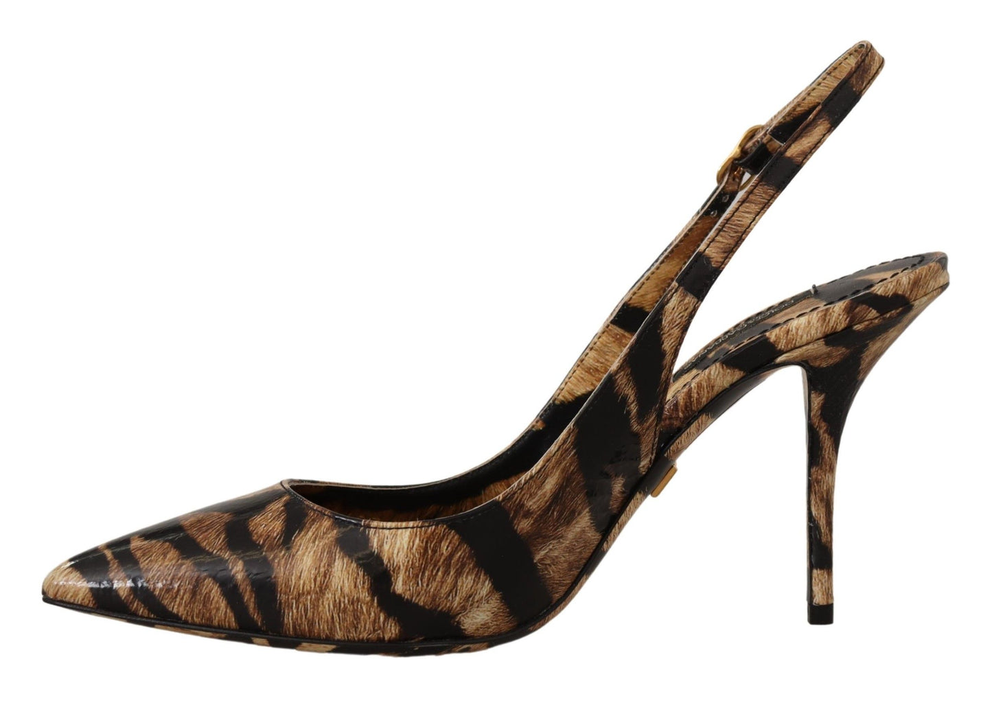 Dolce & Gabbana Brown Slingbacks Leather Tiger Shoes Dolce & Gabbana