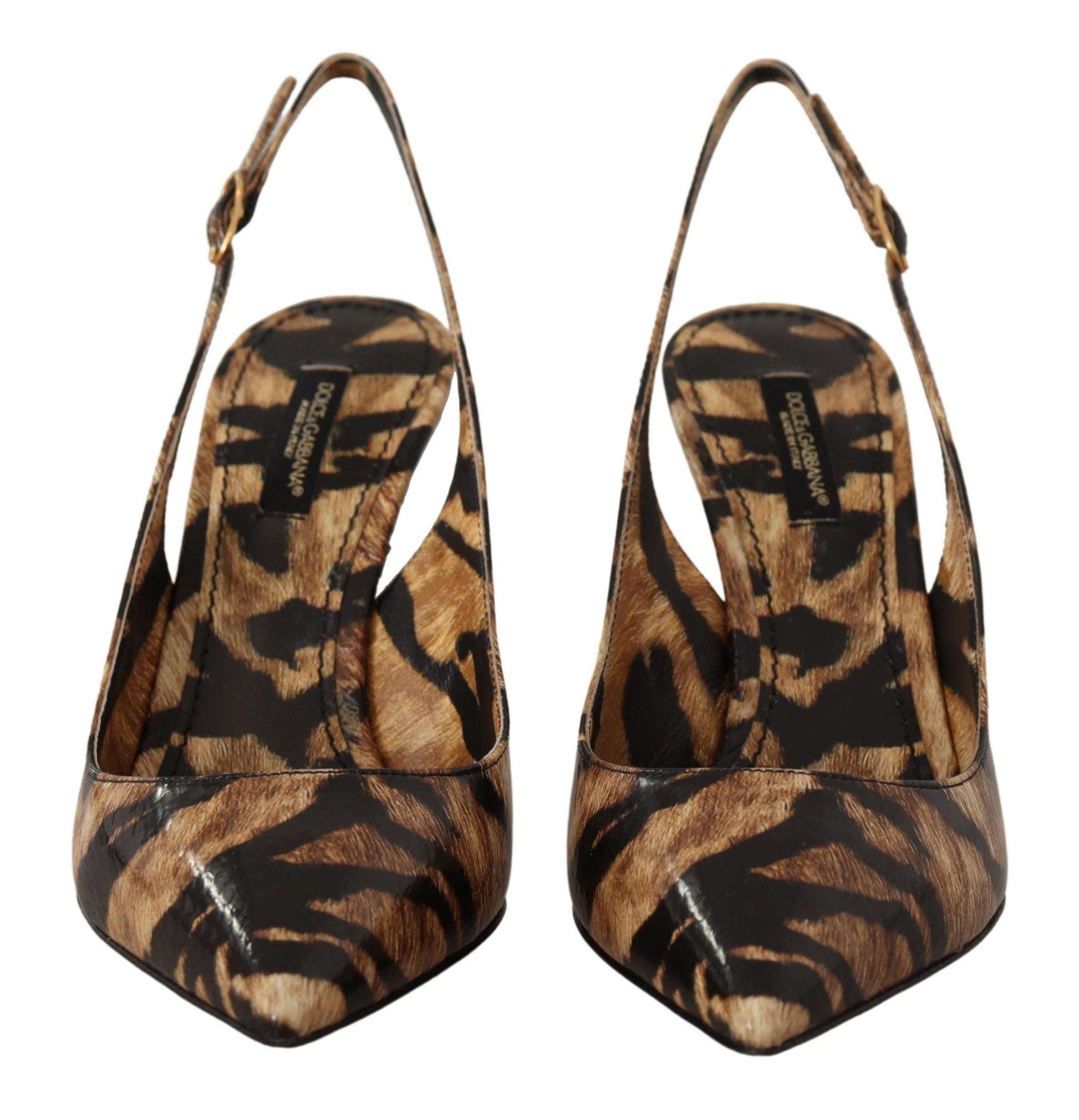Dolce & Gabbana Brown Slingbacks Leather Tiger Shoes Dolce & Gabbana