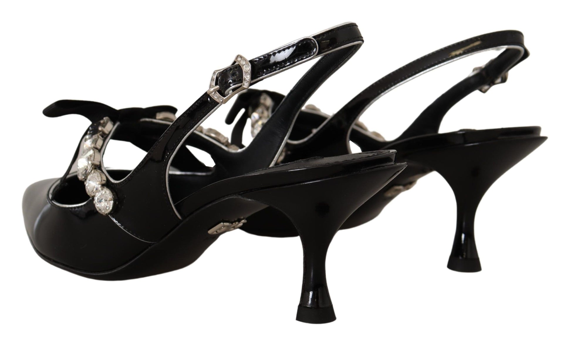 Dolce & Gabbana Black Patent Leather Crystal Slingbacks Shoes Dolce & Gabbana