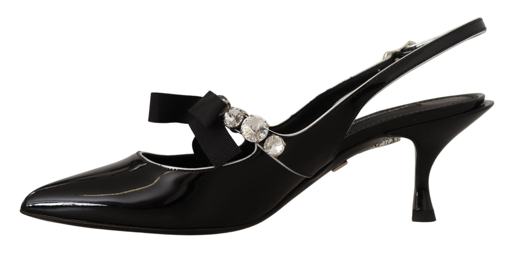 Dolce & Gabbana Black Patent Leather Crystal Slingbacks Shoes Dolce & Gabbana