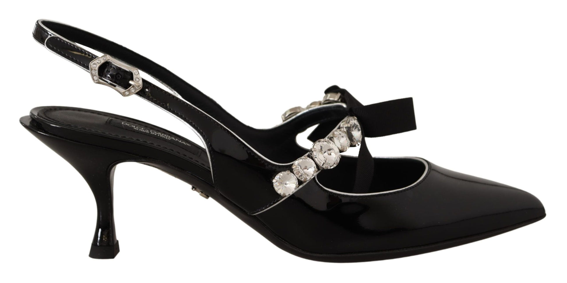 Dolce & Gabbana Black Patent Leather Crystal Slingbacks Shoes Dolce & Gabbana
