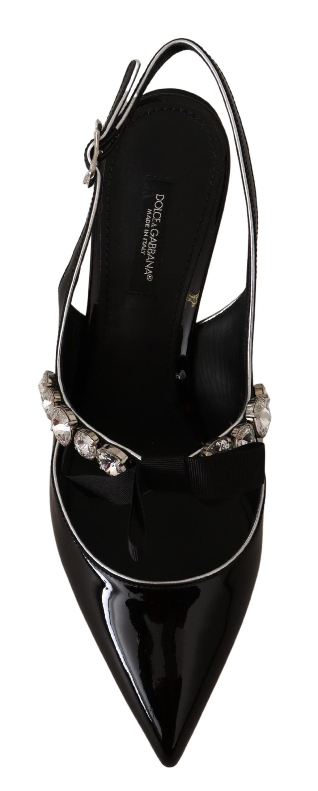 Dolce & Gabbana Black Patent Leather Crystal Slingbacks Shoes Dolce & Gabbana