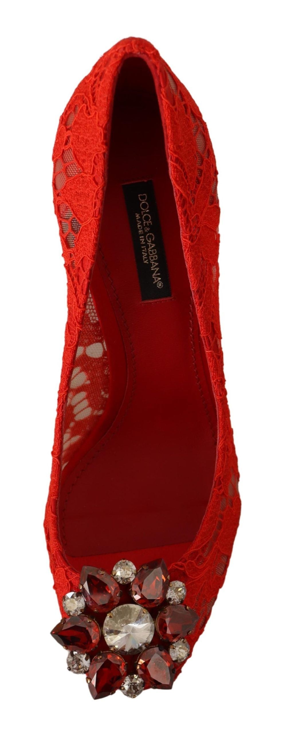 Dolce & Gabbana Red Taormina Lace Crystal Heels Pumps Dolce & Gabbana