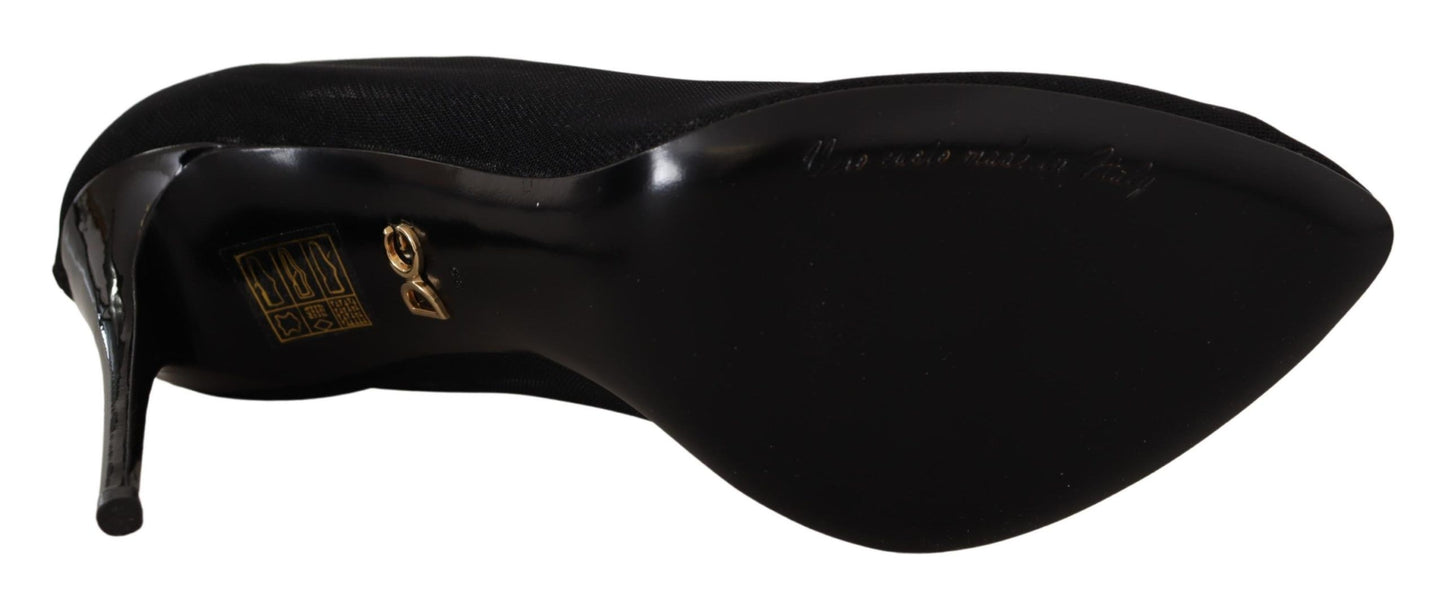 Dolce & Gabbana Black Tulle Stretch Boots Pumps Shoes Dolce & Gabbana