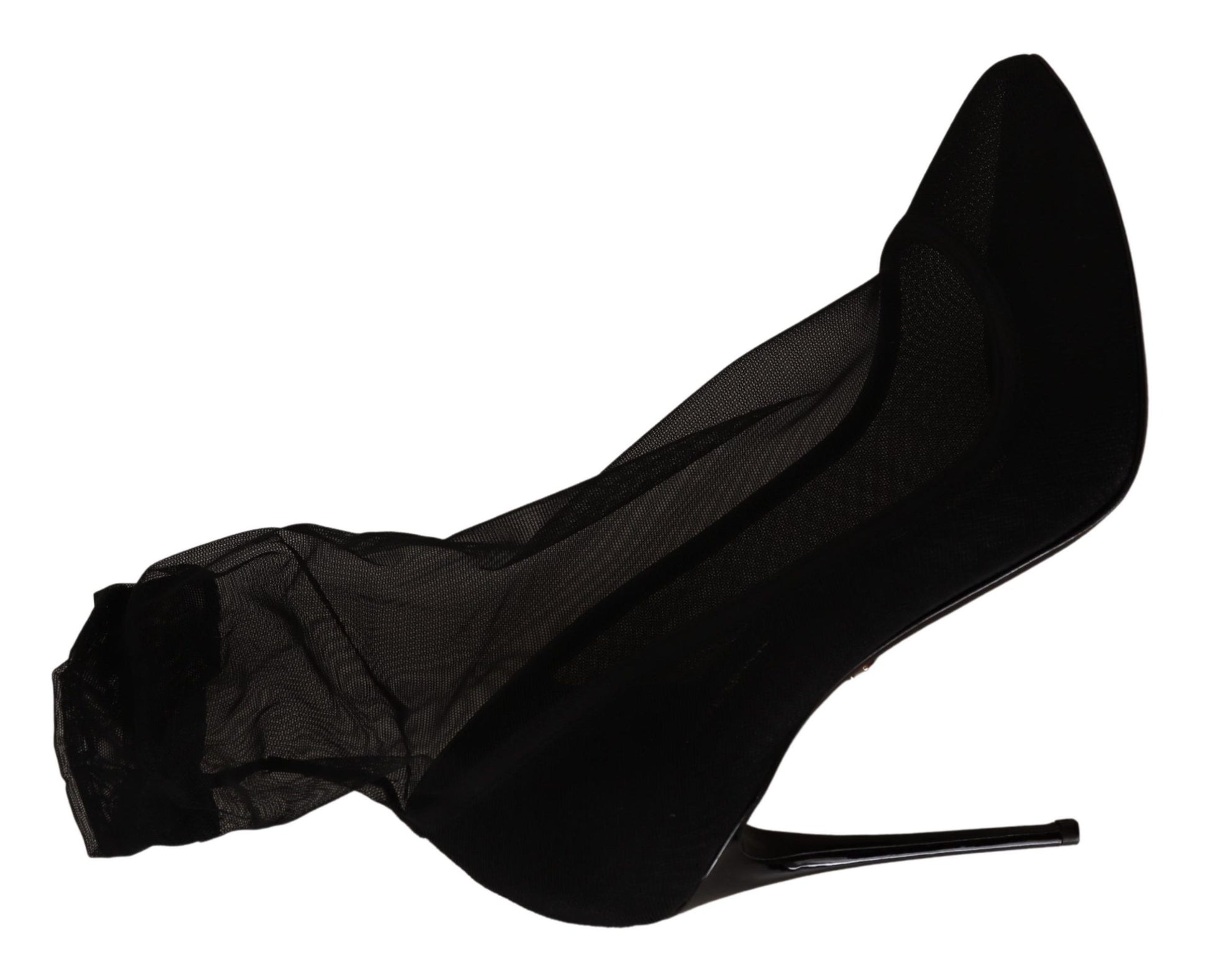 Dolce & Gabbana Black Tulle Stretch Boots Pumps Shoes Dolce & Gabbana