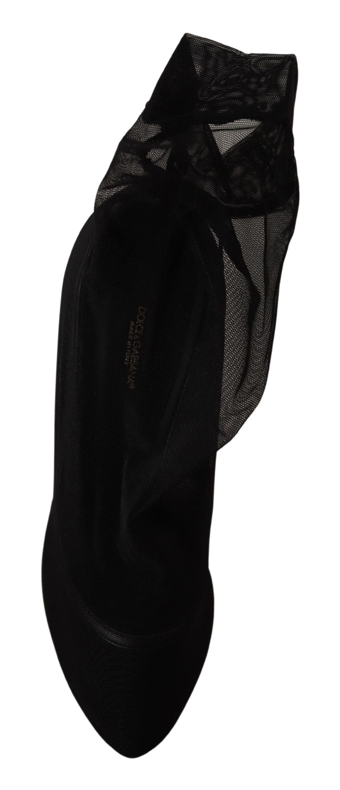 Dolce & Gabbana Black Stretch Tulle Stretch Boots Shoes Dolce & Gabbana
