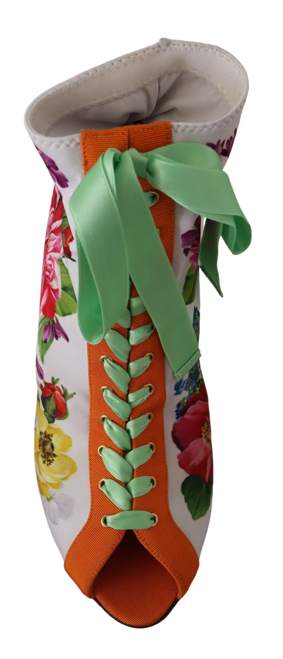 Dolce & Gabbana White Jersey Stretch Boots Open Toes Heels Shoes Dolce & Gabbana