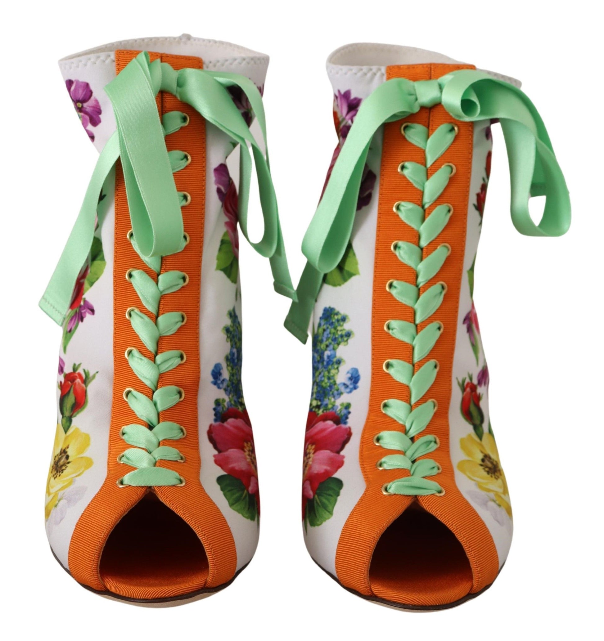 Dolce & Gabbana White Jersey Stretch Boots Open Toes Heels Shoes Dolce & Gabbana