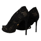 Dolce & Gabbana Black Stretch Socks Taormina Lace Boots Shoes