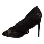 Dolce & Gabbana Black Stretch Socks Taormina Lace Boots Shoes