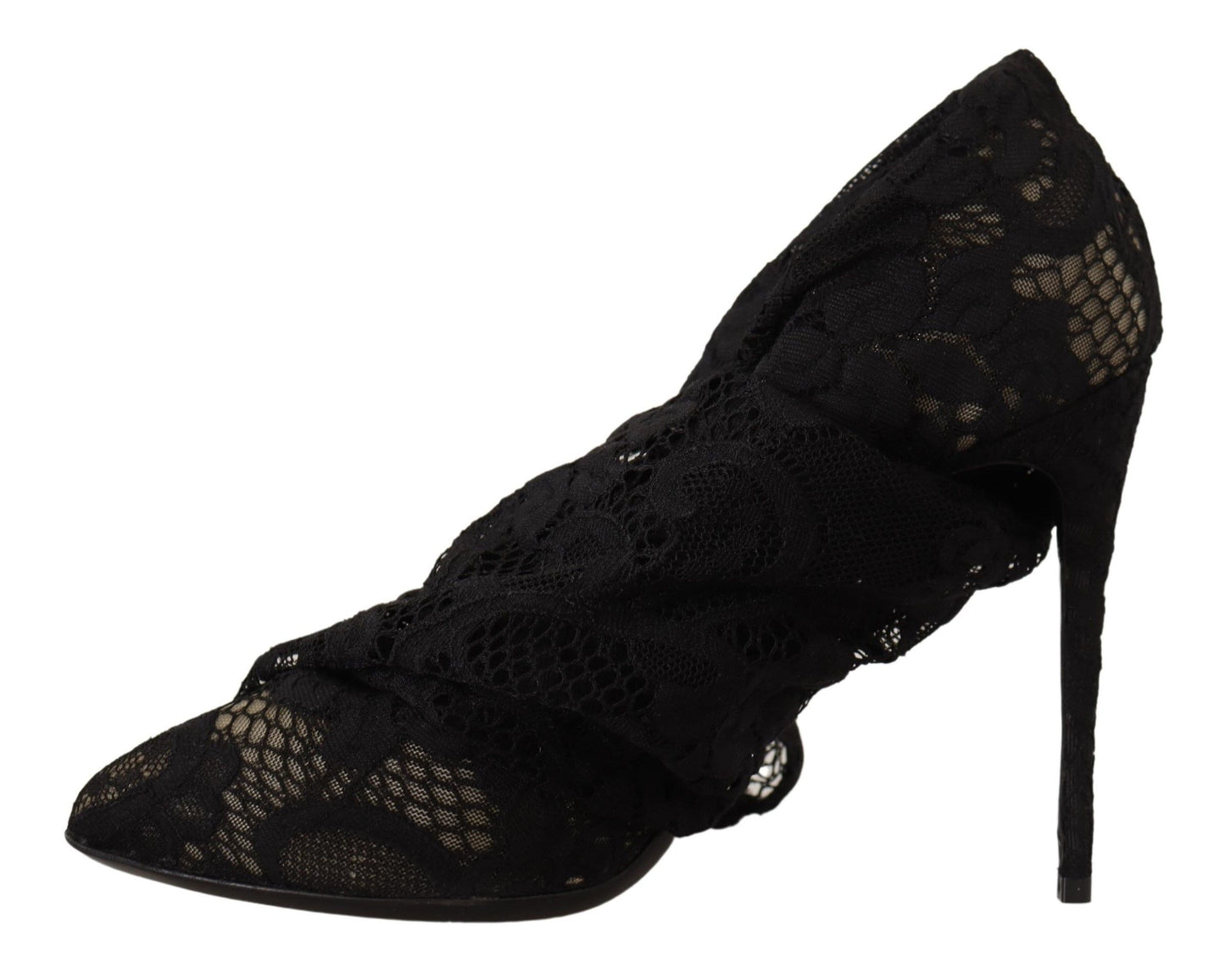 Dolce & Gabbana Black Stretch Socks Taormina Lace Boots Shoes Dolce & Gabbana
