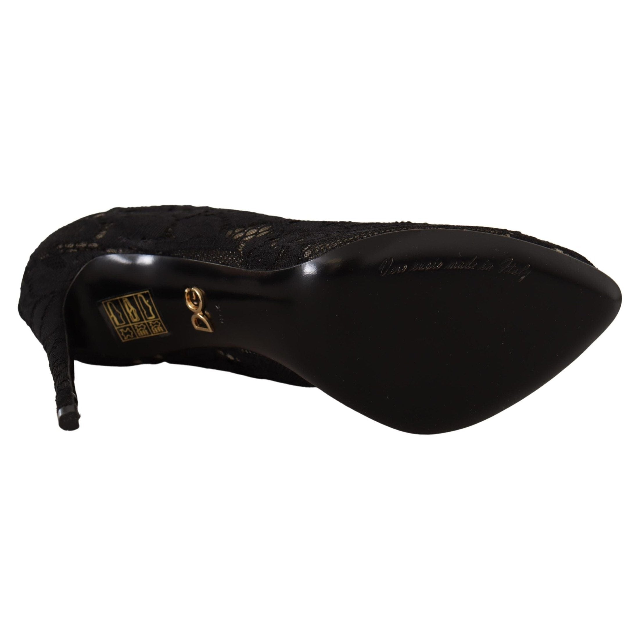 Dolce & Gabbana Black Stretch Socks Taormina Lace Boots Shoes