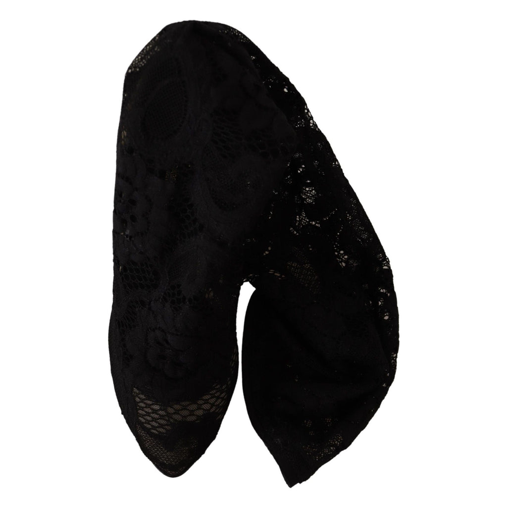Dolce & Gabbana Black Stretch Socks Taormina Lace Boots Shoes