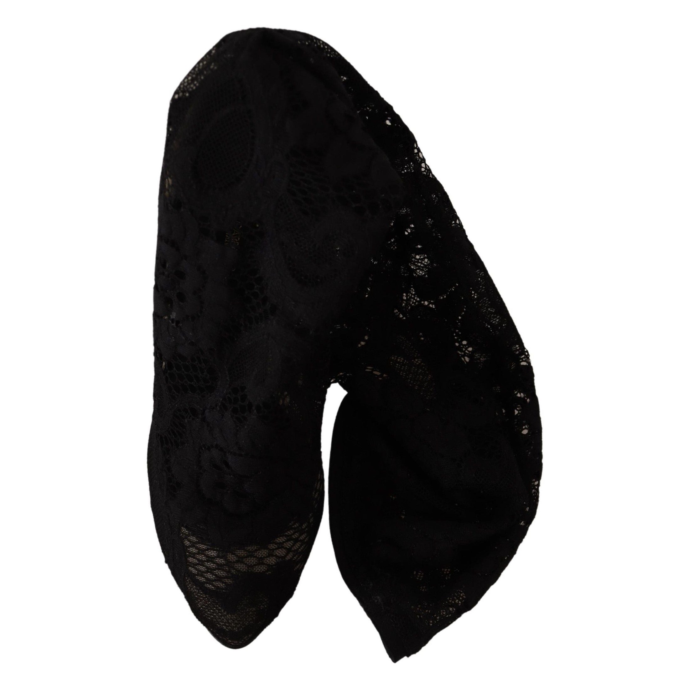 Dolce & Gabbana Black Stretch Socks Taormina Lace Boots Shoes