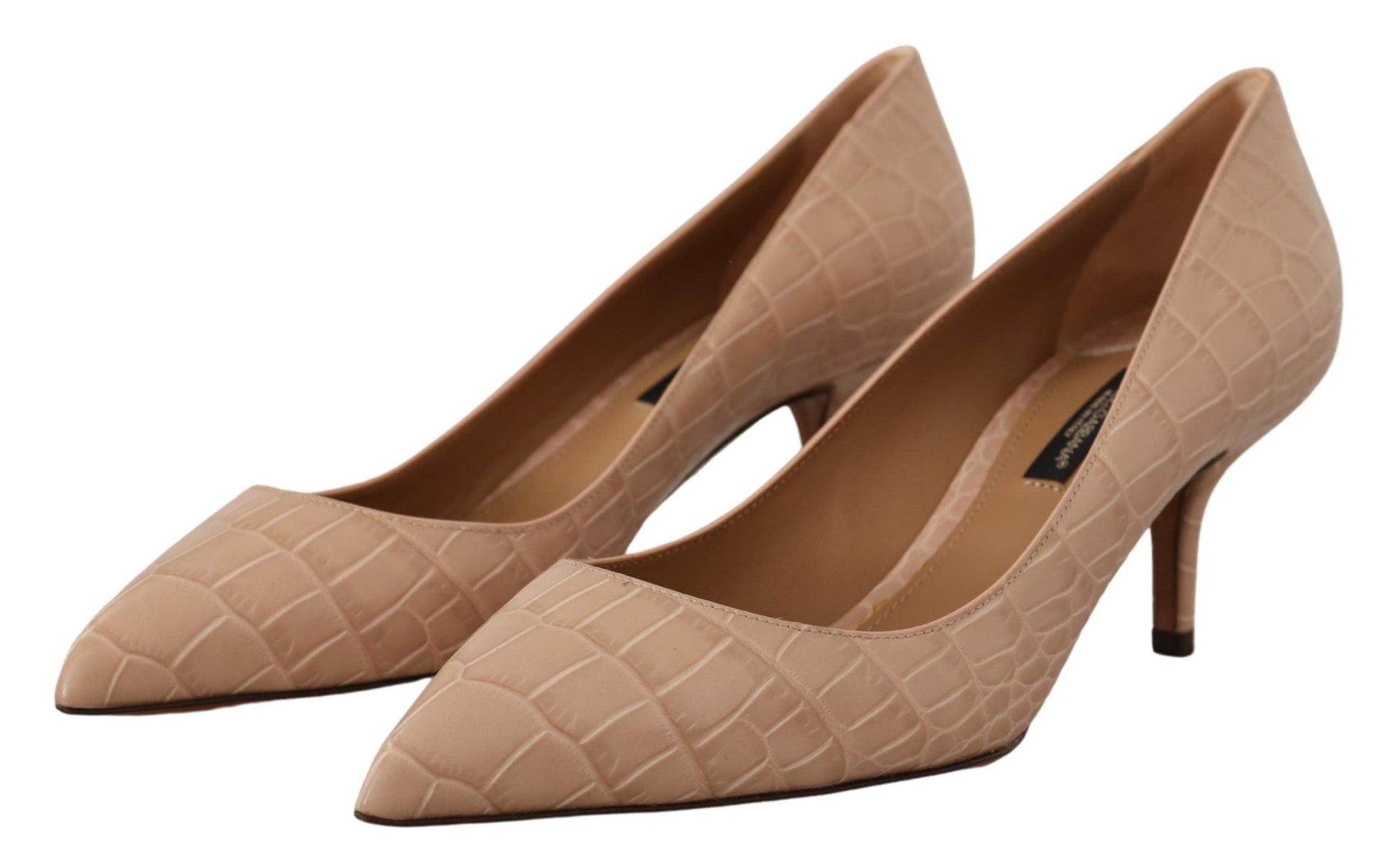 Dolce & Gabbana Beige Leather Pointed Heels Pumps Shoes Dolce & Gabbana