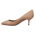 Dolce & Gabbana Beige Leather Pointed Heels Pumps Shoes