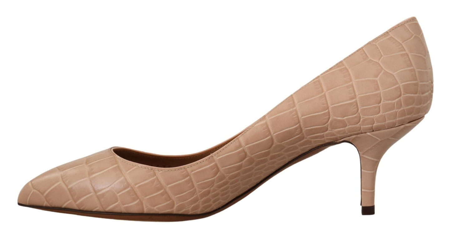 Dolce & Gabbana Beige Leather Pointed Heels Pumps Shoes Dolce & Gabbana