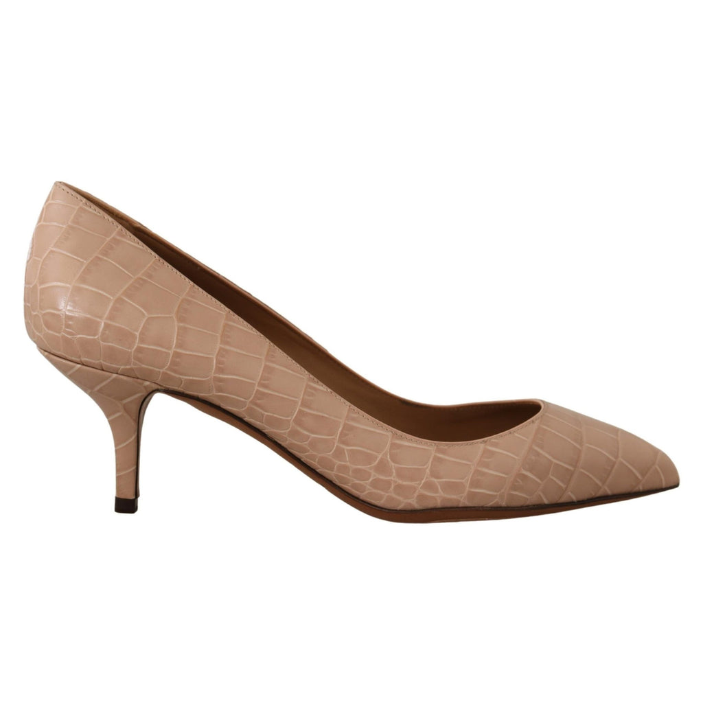 Dolce & Gabbana Beige Leather Pointed Heels Pumps Shoes