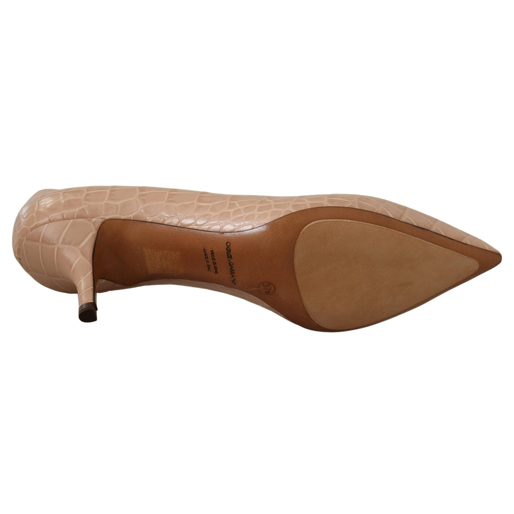 Dolce & Gabbana Beige Leather Pointed Heels Pumps Shoes