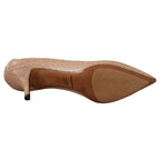 Dolce & Gabbana Beige Leather Pointed Heels Pumps Shoes