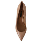 Dolce & Gabbana Beige Leather Pointed Heels Pumps Shoes