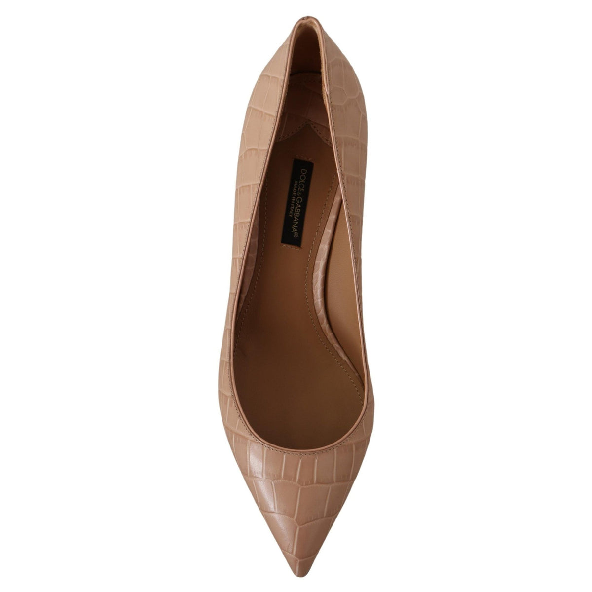Dolce & Gabbana Beige Leather Pointed Heels Pumps Shoes
