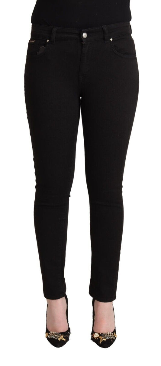 Dolce & Gabbana Black Cotton Mid Waist Denim Slim Fit Jeans Dolce & Gabbana