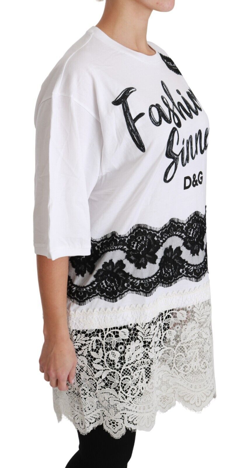 Dolce & Gabbana White Fashion Sinner Cotton Lace T-shirt Top Dolce & Gabbana