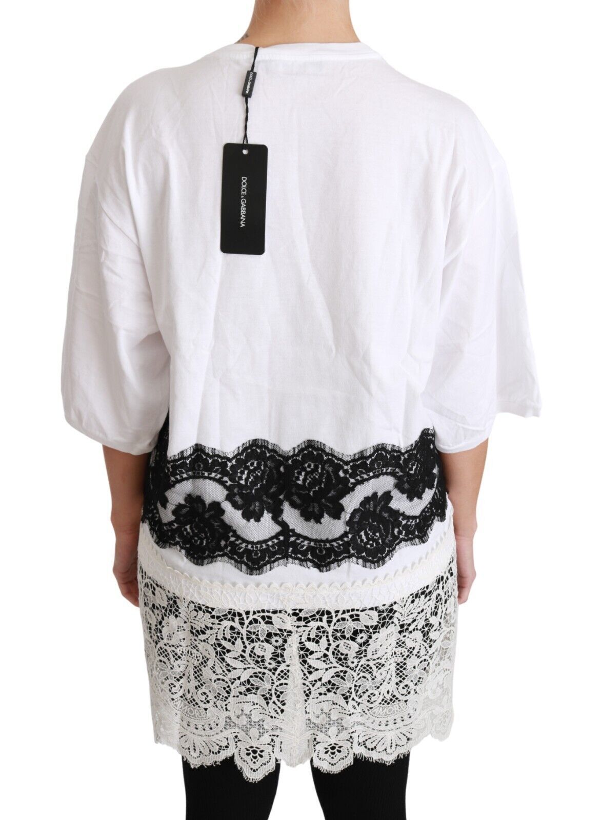 Dolce & Gabbana White Fashion Sinner Cotton Lace T-shirt Top Dolce & Gabbana