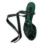 Dolce & Gabbana Green Python Strap Sandals Heels Shoes