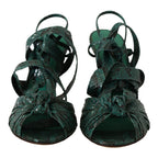 Dolce & Gabbana Green Python Strap Sandals Heels Shoes