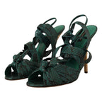 Dolce & Gabbana Green Python Strap Sandals Heels Shoes